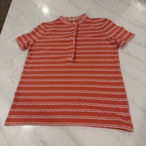 Tory Burch Lidia Ruffle Polo Shirt M Elevated Casual New Preppy Designer